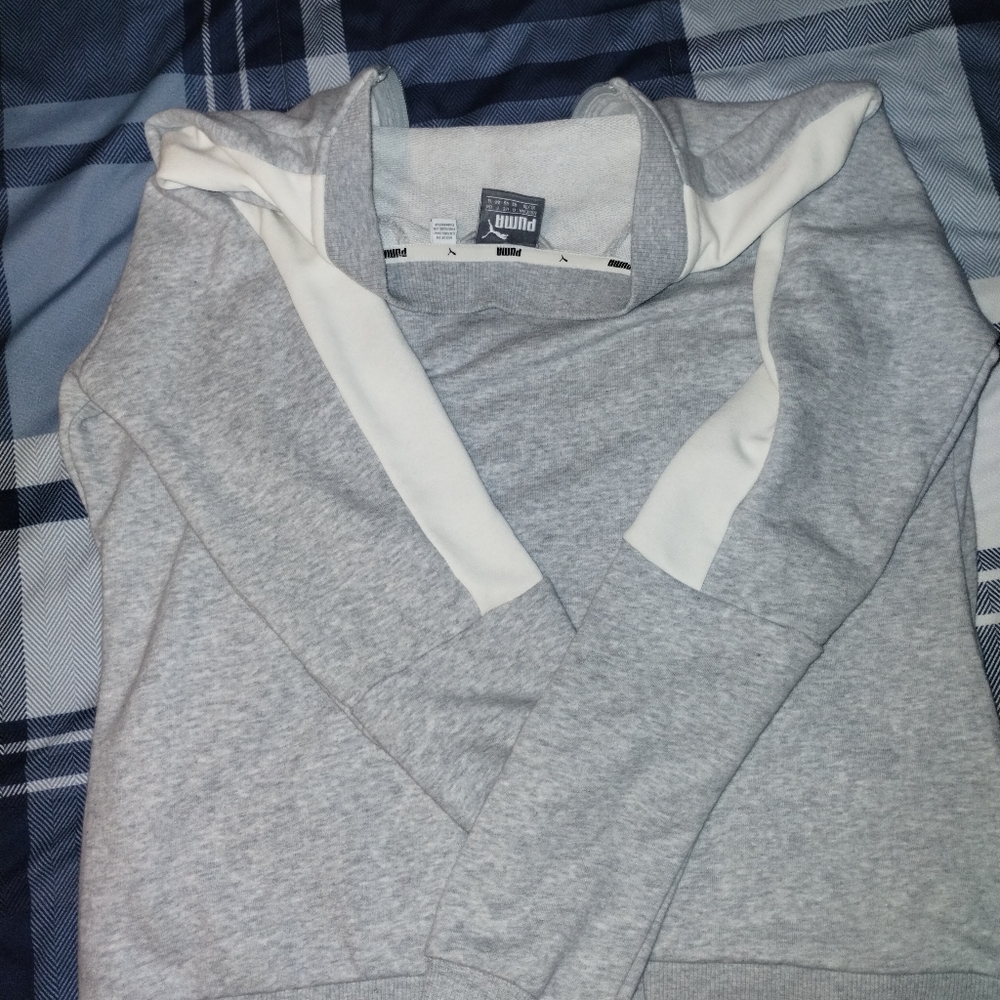 Puma Light Gray and White Zip Up.